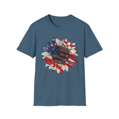  USA-themed sunflower shirt for Independence Day