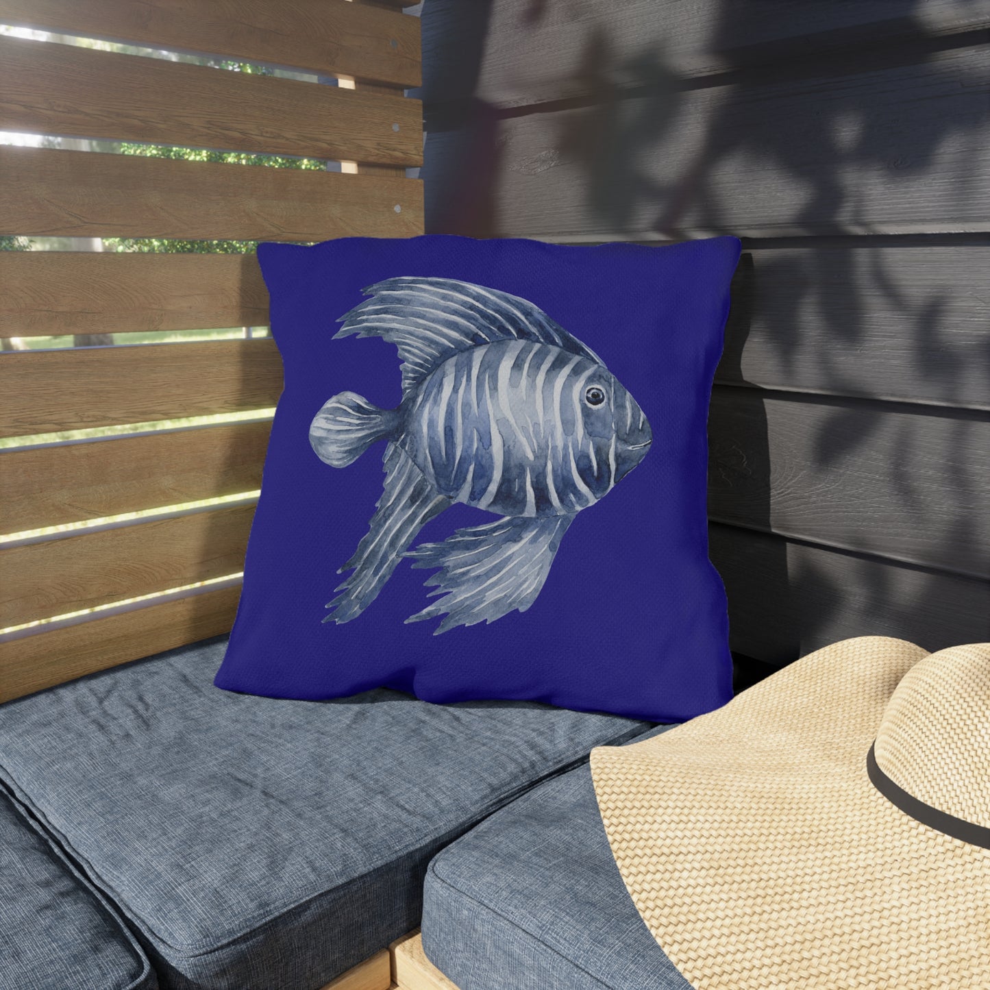 OUTDOOR PILLOW:  FLUFFY FISH DESIGN
