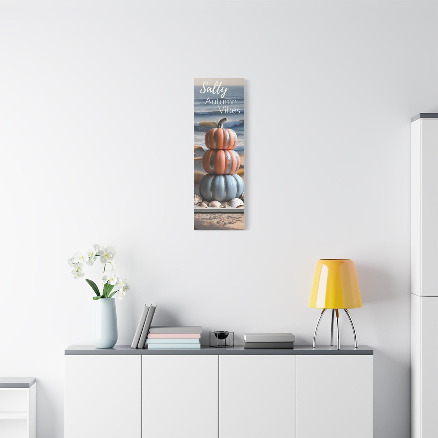 Salty Autumn Vibes Coastal Canvas Wall Art – Beach Fall Décor (12x36 & 20x60)