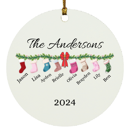 Christmas| Personalized Family Christmas Ornament - Custom Name Stocking Design