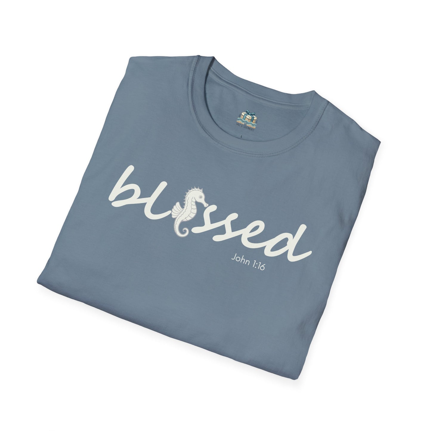 Blessed Seahorse Christian T-Shirt | Coastal Bible Verse Tee