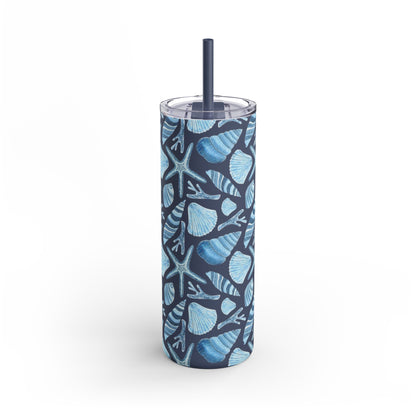 BPA-free travel tumbler with nautical shell illustrations