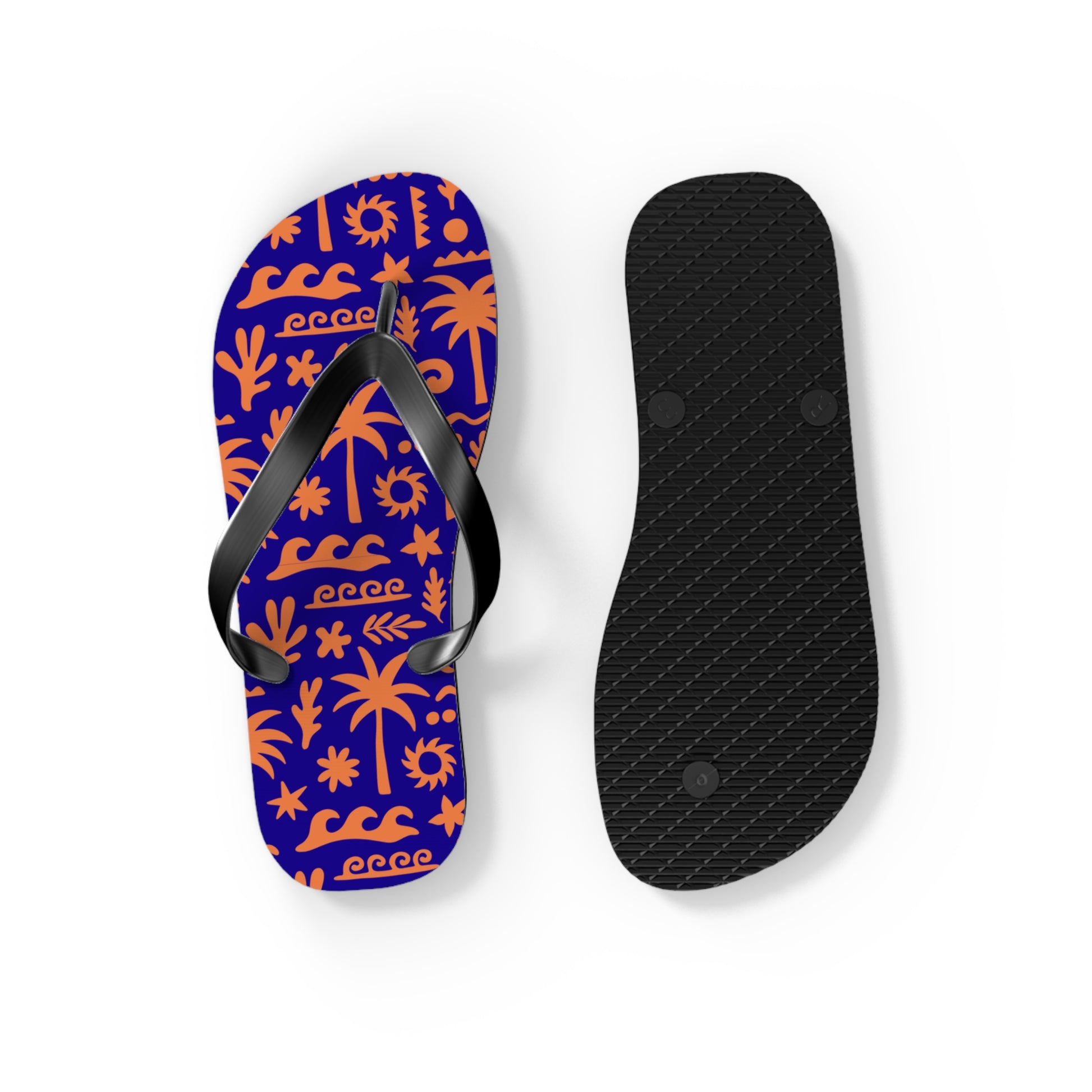 Flip-flop with a colorful pattern on a white background