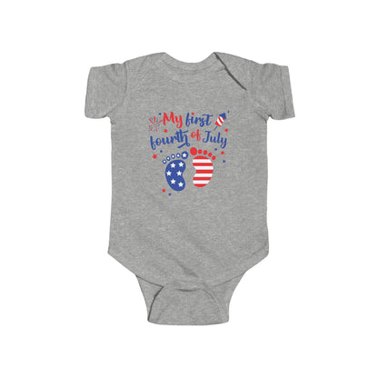  MY First 4th of July Heather  baby Bodysuit-