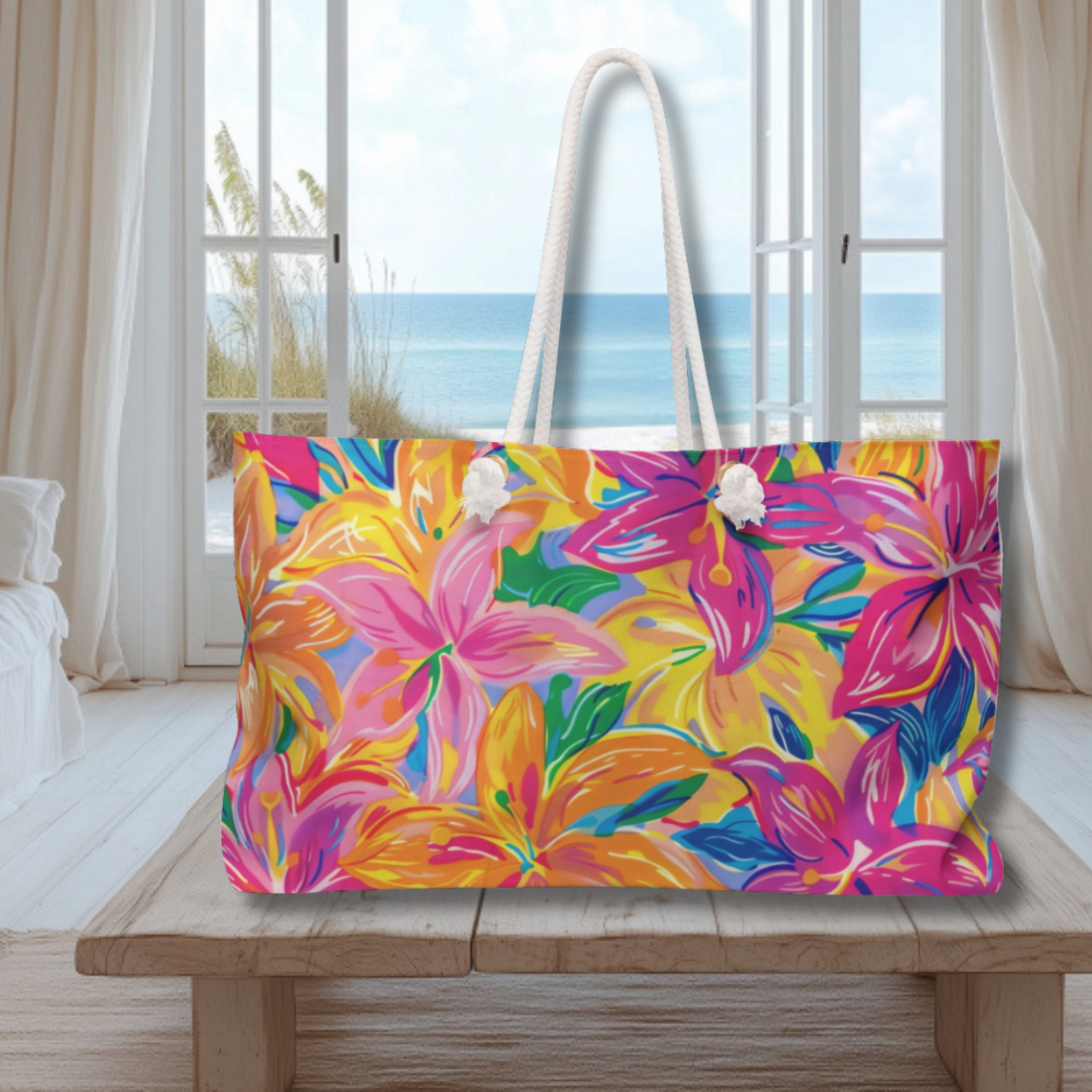 BRIGHT TROPICAL BEACH BAG