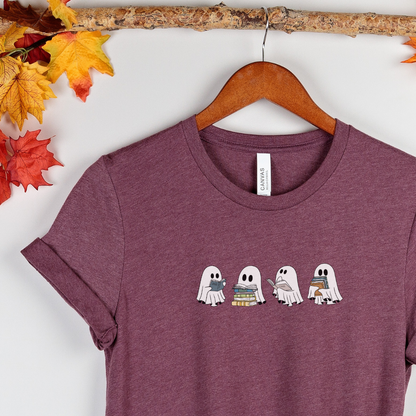 Reading Ghosts Halloween T-Shirt – Cute Bookish Ghost Tee for Fall