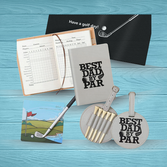 Best Dad by Par Golf Gift Set with Scorecard Book and Tees