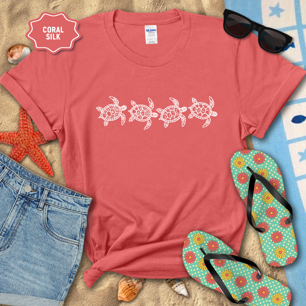 WHITE LINED TURTLES TEE
