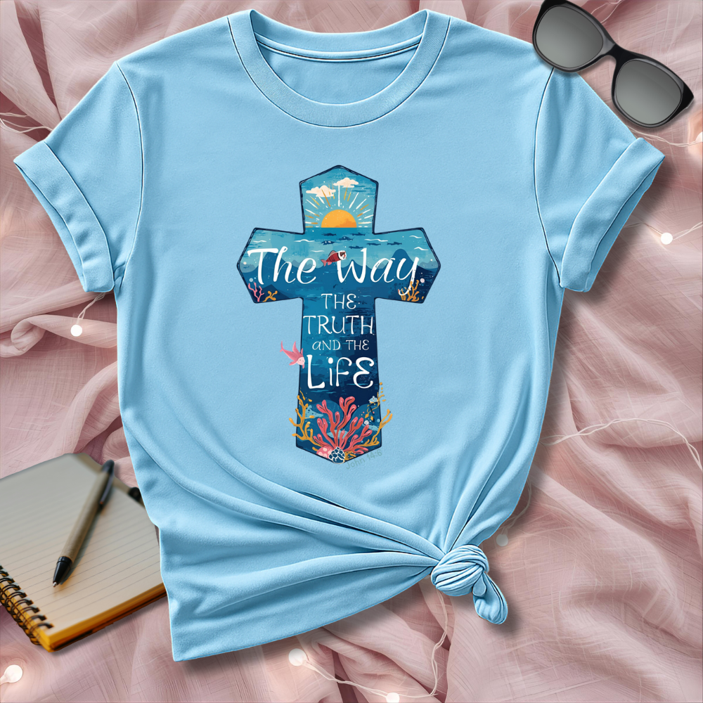 Coastal Christian Cross T-Shirt – The Way, The Truth, The Life