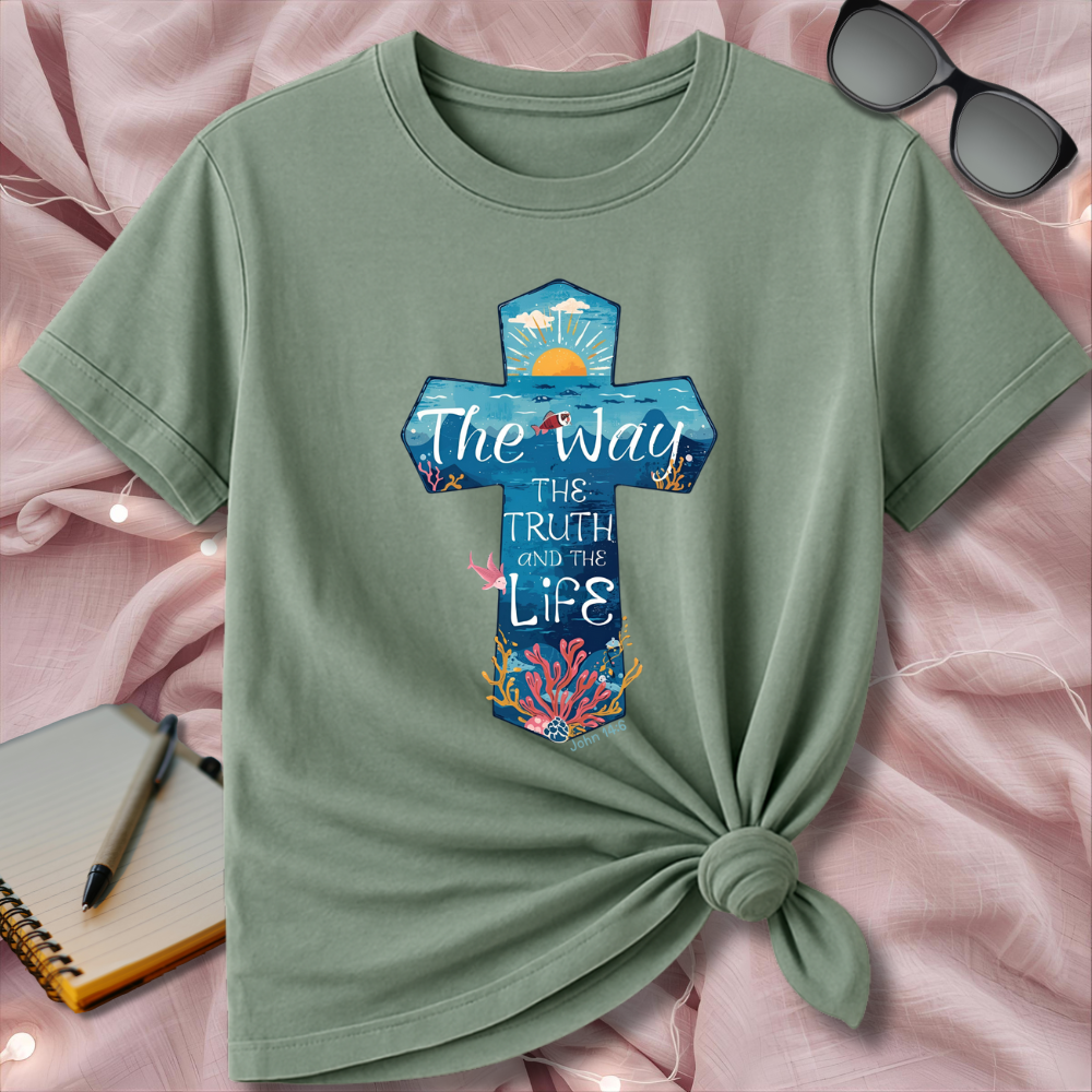 Coastal Christian Cross T-Shirt – The Way, The Truth, The Life