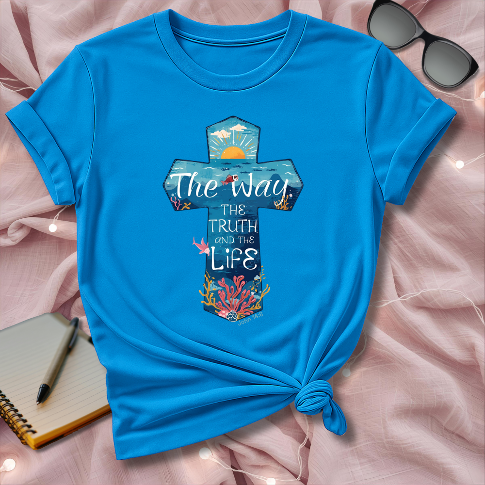 Coastal Christian Cross T-Shirt – The Way, The Truth, The Life