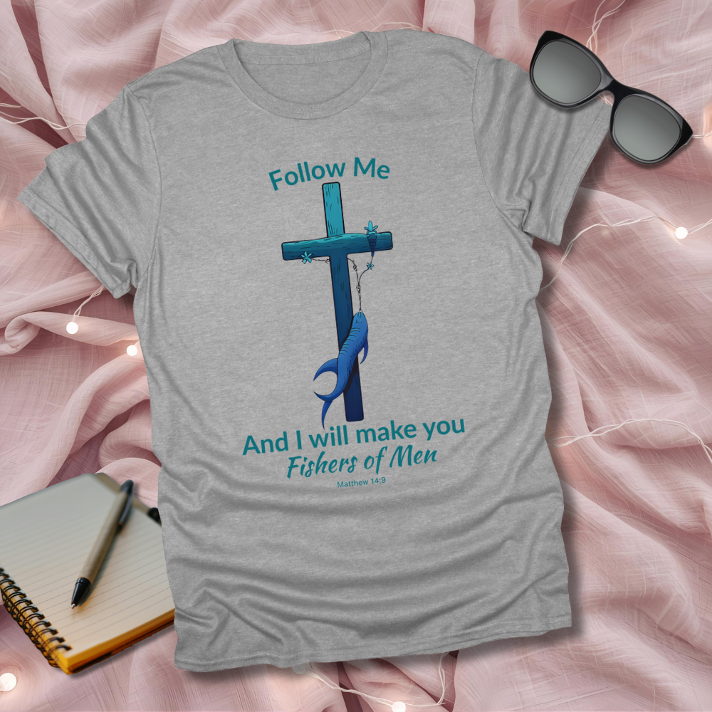 Fishers of Men Cross T-Shirt – Matthew 4:19 Coastal Christian Tee