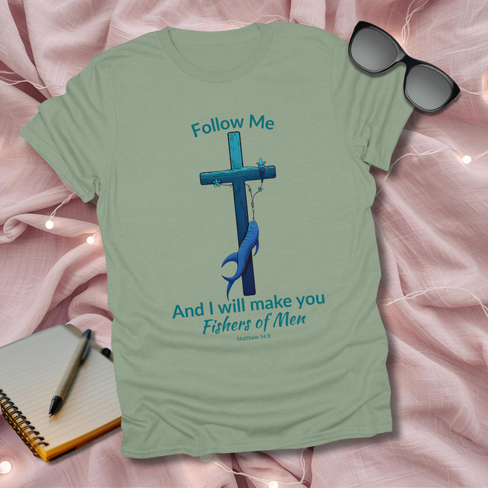 Fishers of Men Cross T-Shirt – Matthew 4:19 Coastal Christian Tee