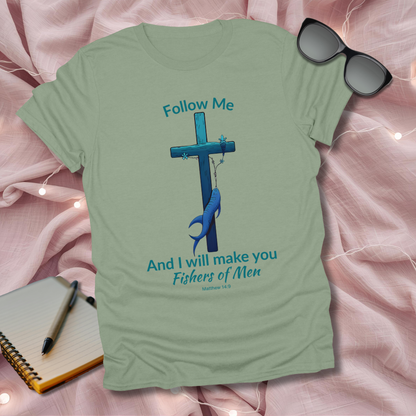 Fishers of Men Cross T-Shirt – Matthew 4:19 Coastal Christian Tee
