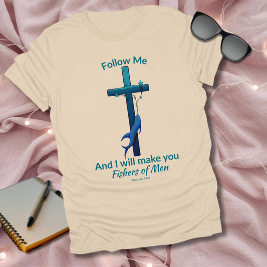 Fishers of Men Cross T-Shirt – Matthew 4:19 Coastal Christian Tee