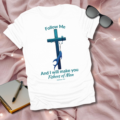 Fishers of Men Cross T-Shirt – Matthew 4:19 Coastal Christian Tee