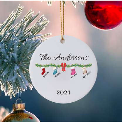 Christmas| Personalized Family Christmas Ornament - Custom Name Stocking Design
