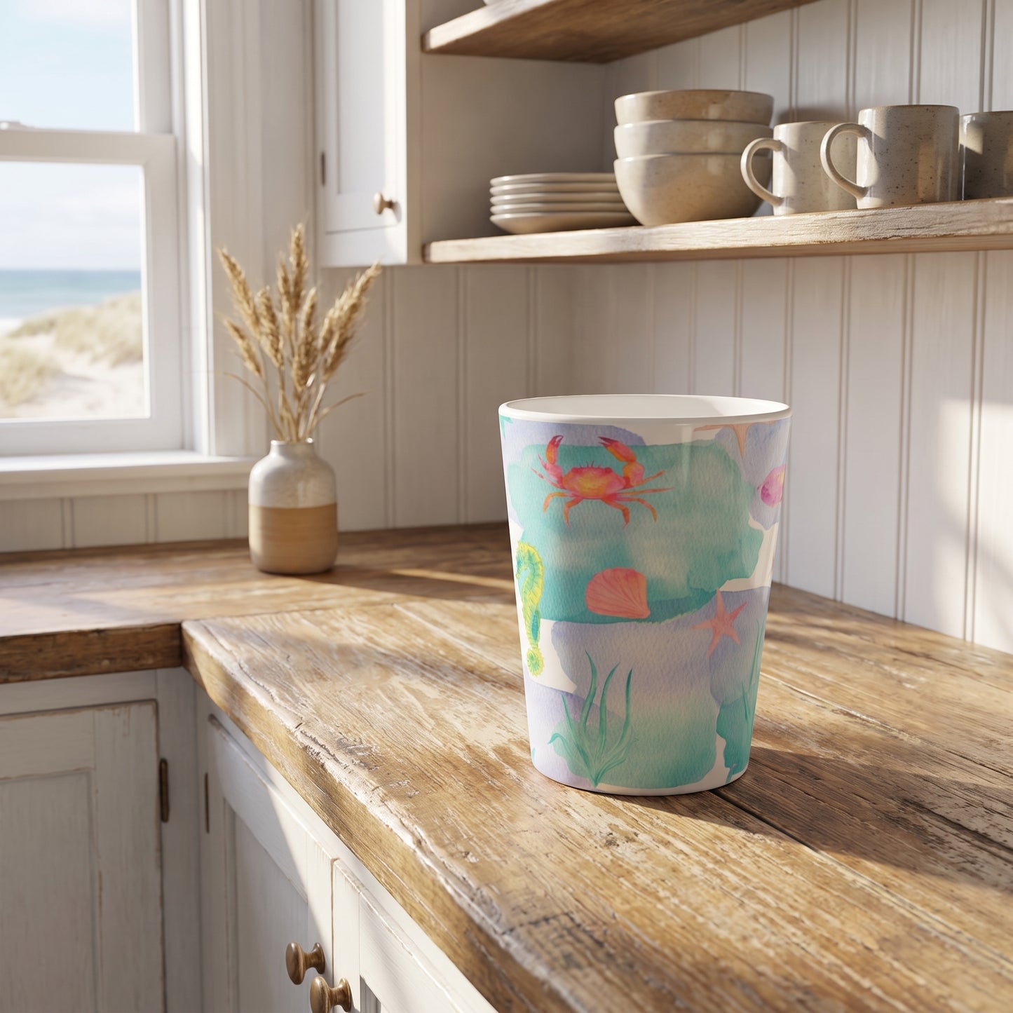 COASTAL WATERCOLOR LATTE MUG