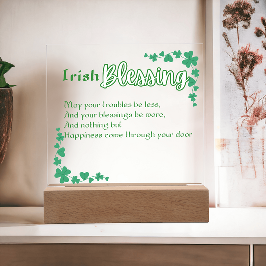 Irish Blessing LED Acrylic Plaque – St. Pat Nightlight Gift