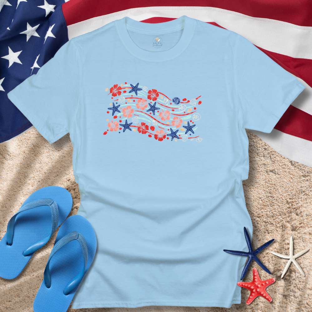 HIBISCUS, STARS & SHELLS TEE
