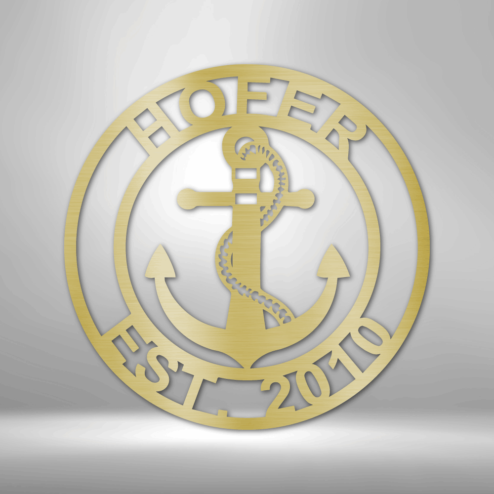 Decorative wall art with anchor design and 'HOPE' text on a metallic background