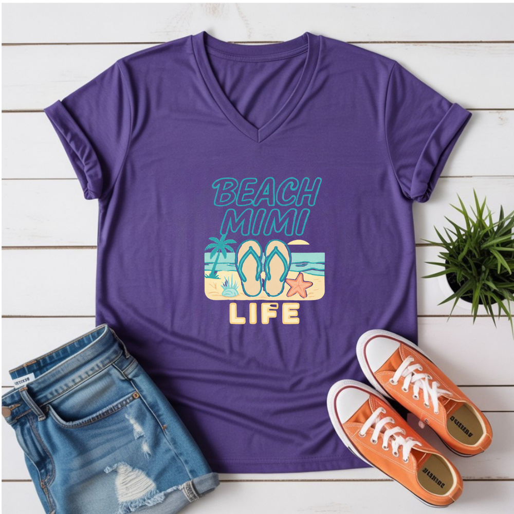 BEACH MIMI LIFE V-NECK TEE