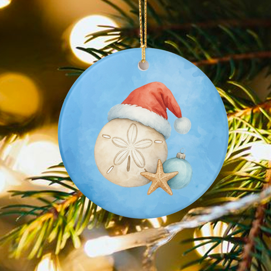 SAND DOLLAR SANTA ORNAMENT