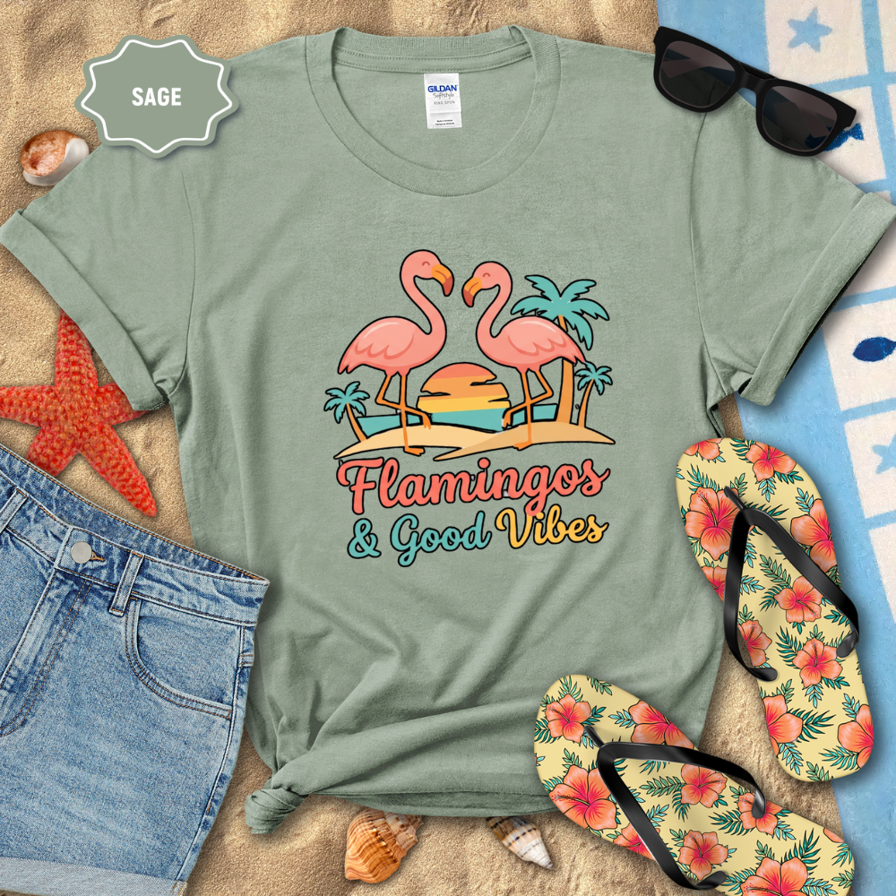 FLAMINGOS & GOOD VIBES TEE