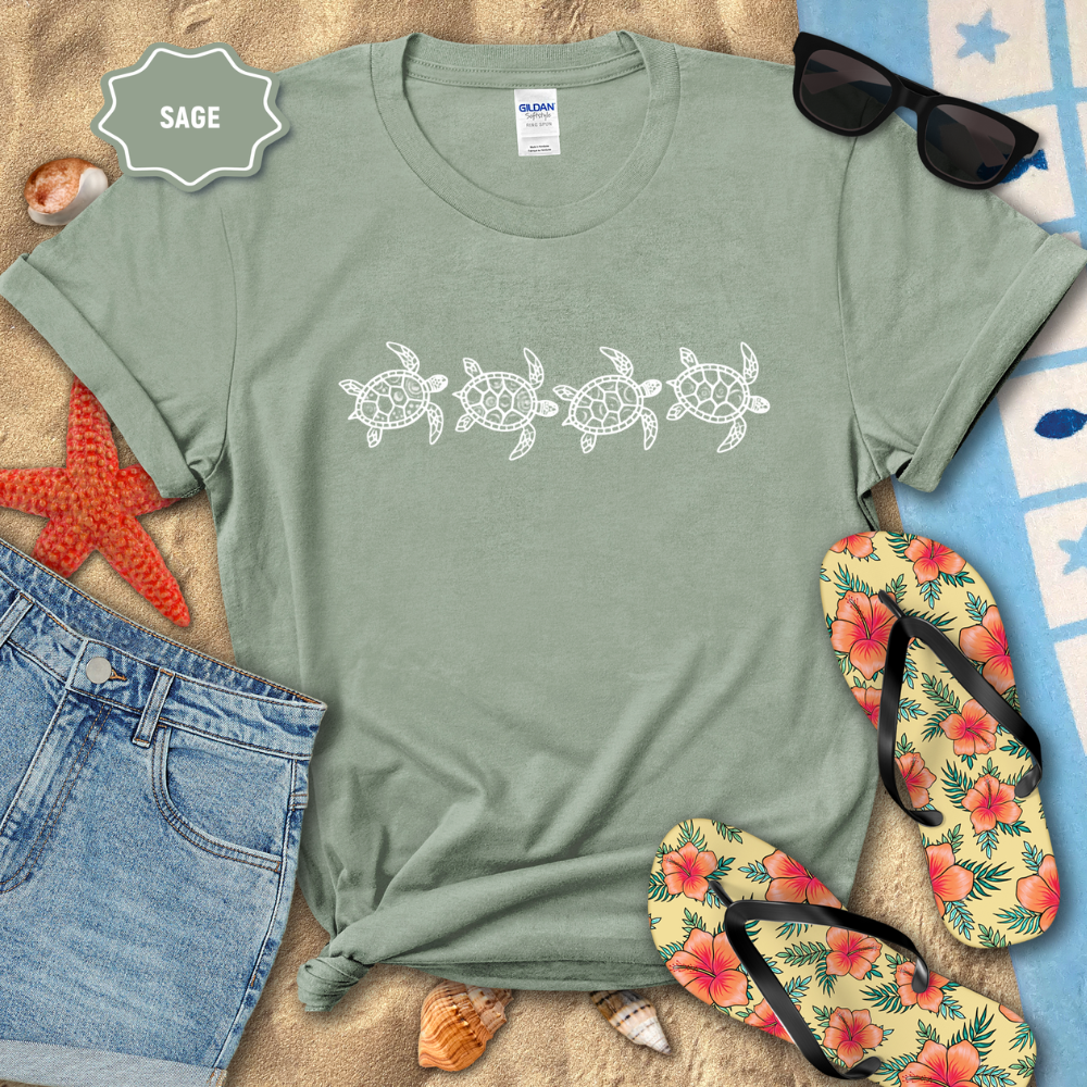 WHITE LINED TURTLES TEE
