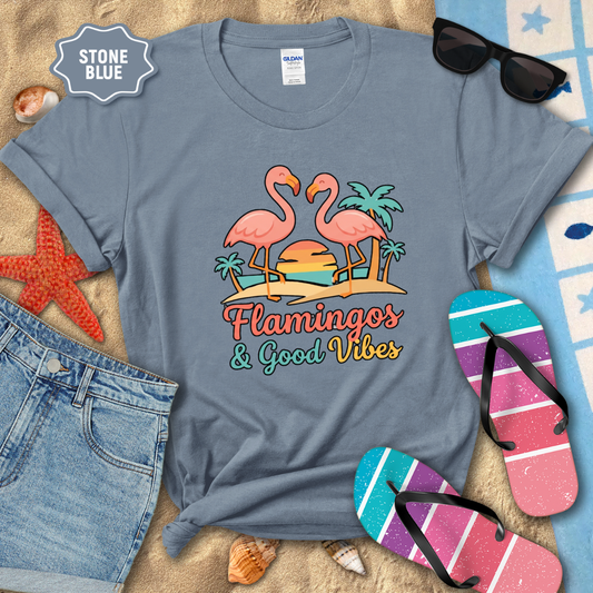 FLAMINGOS & GOOD VIBES TEE