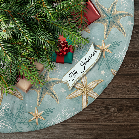 Coastal Starfish Personalized Christmas Tree Skirt