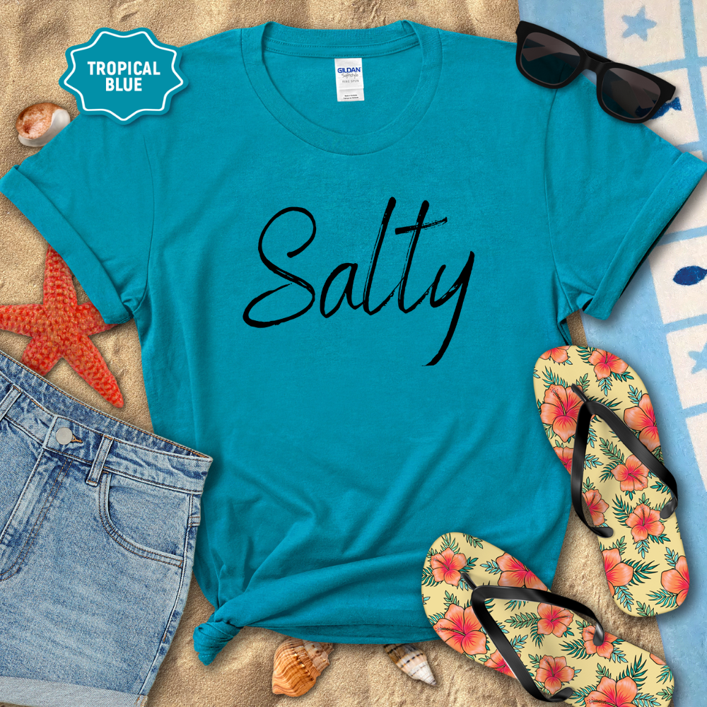 SALTY DISTRESSED SCRIPT TEE