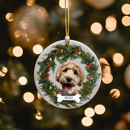 Christmas| Personalized Pet Photo Christmas Ornament – Custom Pet Name and Picture Holiday Decoration