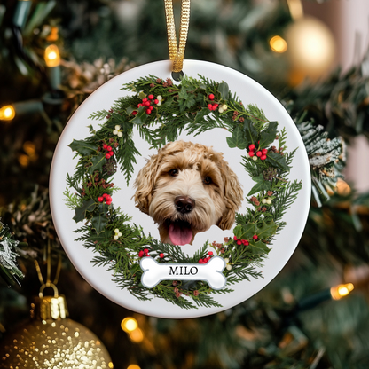Christmas| Personalized Pet Photo Christmas Ornament – Custom Pet Name and Picture Holiday Decoration