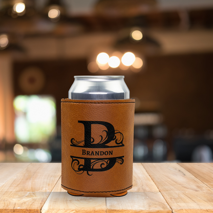 Personalized Leatherette Beverage Holder - Custom Monogram & Name - Perfect Groomsmen Gift