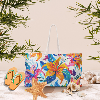 Floral  Beach Bag – Oversized Canvas Tote