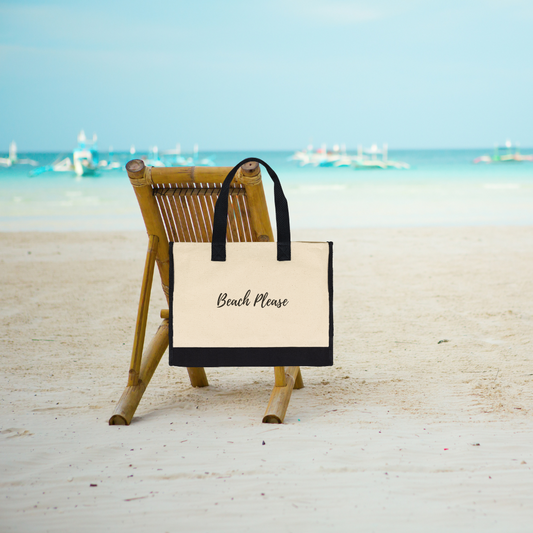Beach Please Canvas Tote Bag – Eco-Friendly Beach Bag