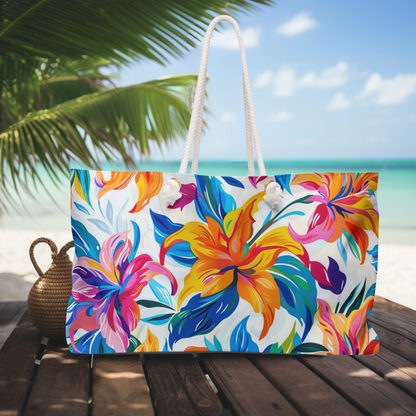 Floral  Beach Bag – Oversized Canvas Tote