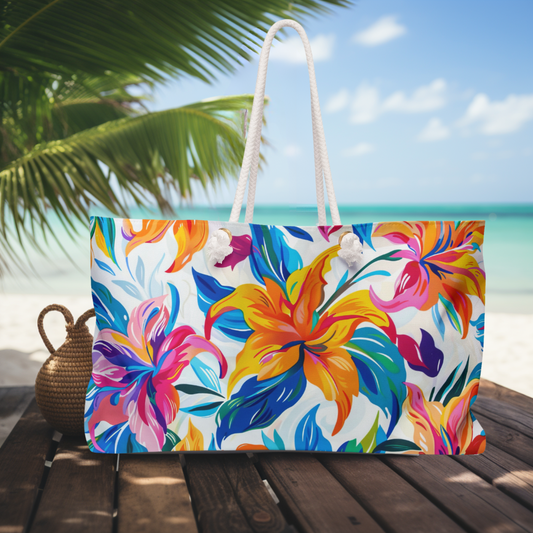 Floral  Beach Bag – Oversized Canvas Tote