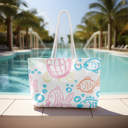 Playful Fish Print Beach Bag