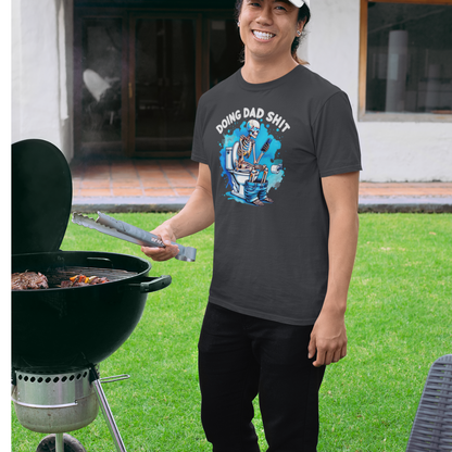 Funny dad tee with toilet humor and bold design with a dad BBQing