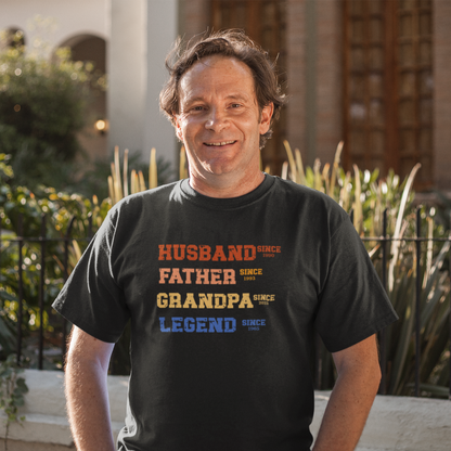 Black "Husband Father Grandpa Legend" T-shirt for Father's Day