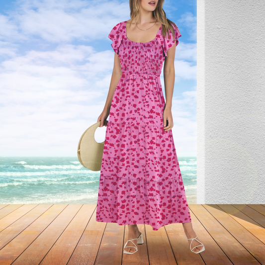 Ruffle Sleeve Smocked Maxi Dress – Summer Sundress
