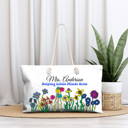 End-of-year teacher gift with custom name and flowers