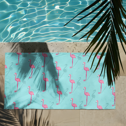 Pink Flamingo Beach Towel – Quick Dry, Sand-Free, Extra Absorbent