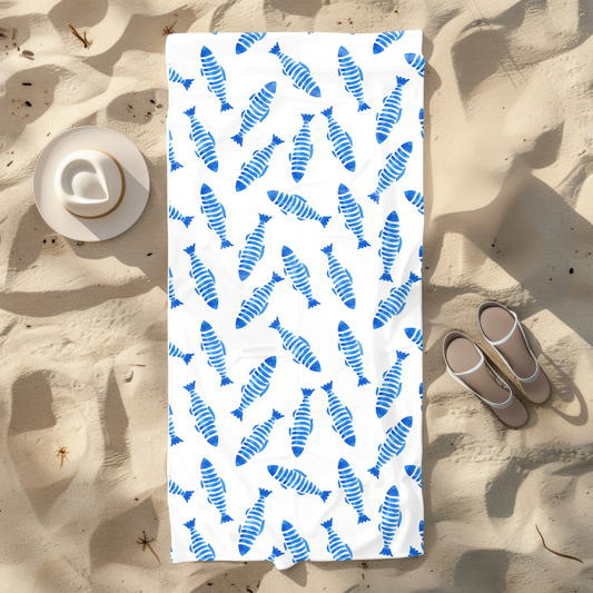 Fun nautical towel with sand-free, quick-dry, absorbent fabric
