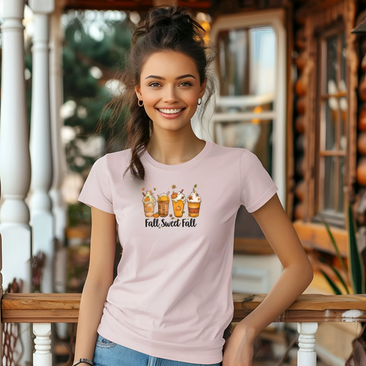 Fall Sweet Fall Pink T-Shirt – Pumpkin Spice Latte Shirt for Autumn Lovers