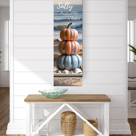 Salty Autumn Vibes Coastal Canvas Wall Art – Beach Fall Décor (12x36 & 20x60)