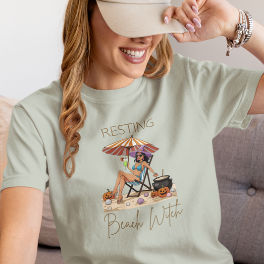 Resting Beach Witch Comfort Colors® Graphic Tee – Coastal Fall Boutique T-Shirt