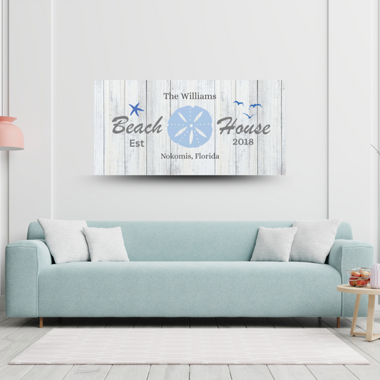 Custom Family Name Coastal Canvas | Nautical Home Décor Gift